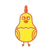 djur husdjur kyckling tupp söt gul logotyp vektor ikon illustration design