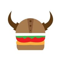 Hamburger-Essen mit Wikinger-Logo-Design-Vektor-Symbol-Symbol-Illustration vektor