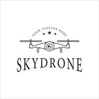 sky drone logotyp linjekonst vintage vektor illustration mall ikon grafisk design