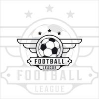 Fußball oder Fußball Logo Vintage Vektor Illustration Vorlage Symbol Grafikdesign. sport retro-emblem mit abzeichen und typografie