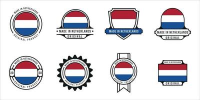 Satz von hergestellt in den Niederlanden oder Holland Logo Umriss Vektor Illustration Vorlage Symbol Grafikdesign. Bündelsammlung des Flaggenlandes mit verschiedenen Abzeichen und Typografie