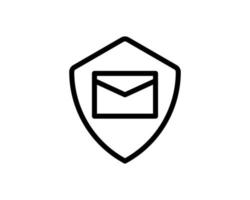 Symbol für Verschlüsselungsnachricht im flachen Stil. E-Mail- und Schildumrisssymbole isoliert auf Weiß vektor