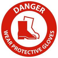 fara bära skyddande skor skylt på vit bakgrund vektor