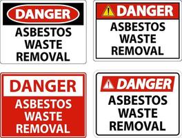 Gefahrenzeichen für Asbestabfallentsorgung auf weißem Hintergrund vektor