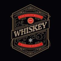 Whiskey antiker Rahmen Vintage-Grenze Gravur westliche Retro-Label-Vektor-Illustration vektor
