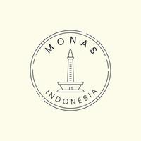 Monas Indonesien enkel linjekonst logotyp emblem ikon mall vektordesign vektor