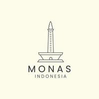 monas indonesien minimalistisches line art logo symbol vorlage vektordesign vektor