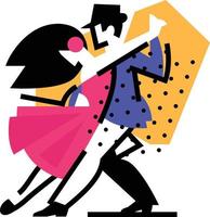 Illustration eines tanzenden Mannes und einer Frau. Icon-Ballsaal, Sporttänze. Tango, Walzer, lateinamerikanische Tänze. flache vektorillustration. Logo für das Tanzstudio. abstraktes Bild. vektor