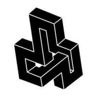 unwirkliche Geometrie. Logo-Design mit unmöglicher Form, Objekt der optischen Täuschung. optische Kunstfigur. vektor