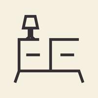 bordsskåp och lampa interiör linje logotyp symbol ikon vektor grafisk design illustration idé kreativ
