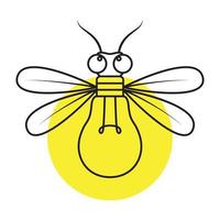 linje insekt eldflugor med glödlampa lampa logotyp symbol vektor ikon illustration grafisk design