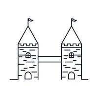 torn högt slott kontur linje logotyp vektor ikon illustration design