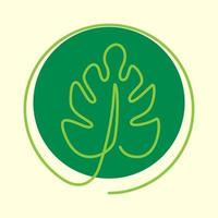 Linie Kunst abstrakte grüne Monstera Blatt Pflanze Logo Design Vektor Symbol Symbol Illustration