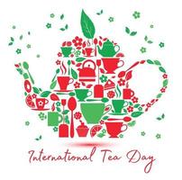 International Tea Day Icon - Teekanne mit den Ikonen des Tees. vektor