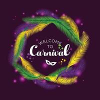 illustration des karnevalskarnevals mit mehrfarbigen federn. vektor