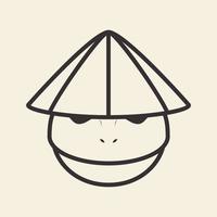 Frosch mit Hut Ninja Logo Design Vektorgrafik Symbol Symbol Zeichen Illustration kreative Idee