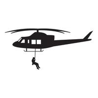 Hubschrauber mit Menschen Silhouette Logo Vektor Icon Illustration Design