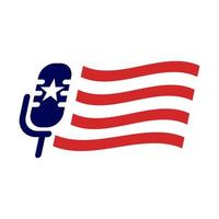 mikrofon med amerikanska flaggan logotyp symbol ikon vektor grafisk design illustration idé kreativ