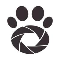 Haustiere Hundefuß mit Kameraverschluss Logo Vektor Symbol Icon Design Grafik Illustration