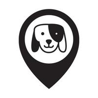 tierkopf haustiere hund mit pin karte standort logo vektor symbol symbol design illustration