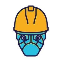 byggnadsarbetare robotar hjälm linjer logotyp symbol ikon vektor grafisk design illustration