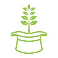 Zauberhut mit Pflanzengrün Logo Vektor Symbol Icon Design Illustration