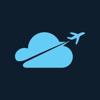 Flugzeug mit Cloud Data Tech Logo Symbol Vektor Illustration Design