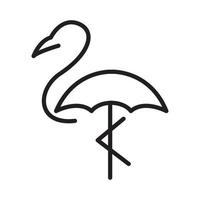 Regenschirm mit Flamingo Linien Logo Symbol Vektor Icon Illustration Grafikdesign