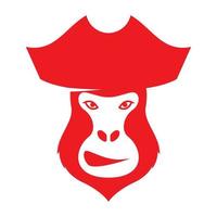 tecknad gorilla pirater vintage logotyp symbol vektor ikon illustration grafisk design
