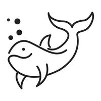 tecknad djur fisk val leende linje logotyp symbol vektor ikon illustration grafisk design