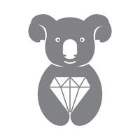 niedlicher Tierkoala mit Diamantlogosymbolikonenvektor-Grafikdesignillustration vektor