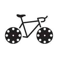 Rad-Kino mit Fahrrad-Logo-Vektor-Symbol-Icon-Design-Illustration vektor
