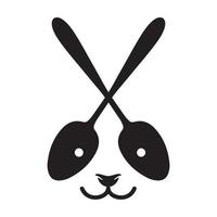 Löffel mit Panda-Logo-Vektorsymbol-Illustrationsdesign vektor