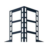 Film mit Wolkenkratzer-Logo-Vektorsymbol-Illustrationsdesign vektor