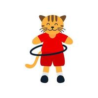 Illustration niedliche Cartoon-Katze flacher Gymnastik-Logo-Symbolvektor vektor