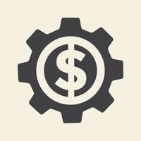 Geld mit Zahnraddiensten Logo Vektor Symbol Symbol Grafik Design Illustration