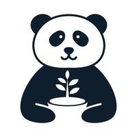 panda med växtblad söt tecknad logotyp ikon vektorillustration vektor