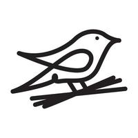 Linie Kunst kleiner Vogel niedlich Logo Vektor Symbol Icon Design Illustration