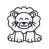 Löwe stehen niedlich Lächeln Cartoon Linie Logo Symbol Vektor Illustration