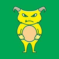 gelbes monster süß mit horn wütend logo design vektorgrafik symbol symbol zeichen illustration kreative idee vektor
