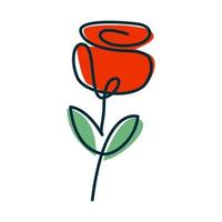 moderne Linien Kunst Blume Rose rot Logo Vektor Symbol Icon Design Illustration