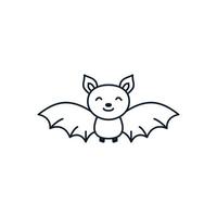 Fledermaus Kinder lächeln glücklich Linie Logo Symbol Vektor Illustration