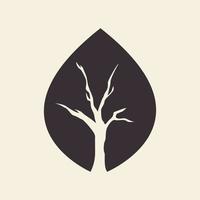 hipster blatt mit baum negativer raum logo symbol symbol vektorgrafik design illustration idee kreativ vektor