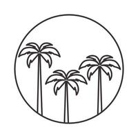 hipster linjer palmträd cirkel logotyp symbol vektor ikon illustration grafisk design