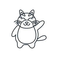 katt eller kattunge eller kattunge eller husdjur fett linje söt logotyp ikon illustration vektor