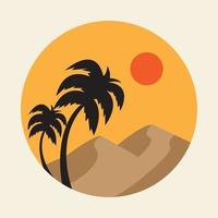 Berg aus Sand mit Baum und Sonnenuntergang Logo Vektor Icon Symbol Grafik Design Illustration