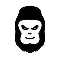 djur söt svart gorilla huvud lyckligt leende logotyp vektor ikon illustration design