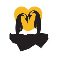 Sonnenuntergang Liebe mit Pinguin Logo Symbol Symbol Vektorgrafik Design Illustration Idee kreativ vektor