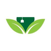 Logo-Vektorikonensymbol-Grafikdesignillustration der grünen Blattteetasse moderne vektor