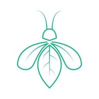 honigbienenlinie mit blatt minimalistischem logo-vektorillustrationsdesign vektor